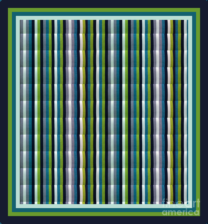 Blue and Green Striped Rows Digital Art by Barbara A Griffin