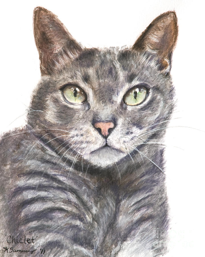 Cat Diamond Painting Finished Grey Kitty Green Eye Cat Art Canvas