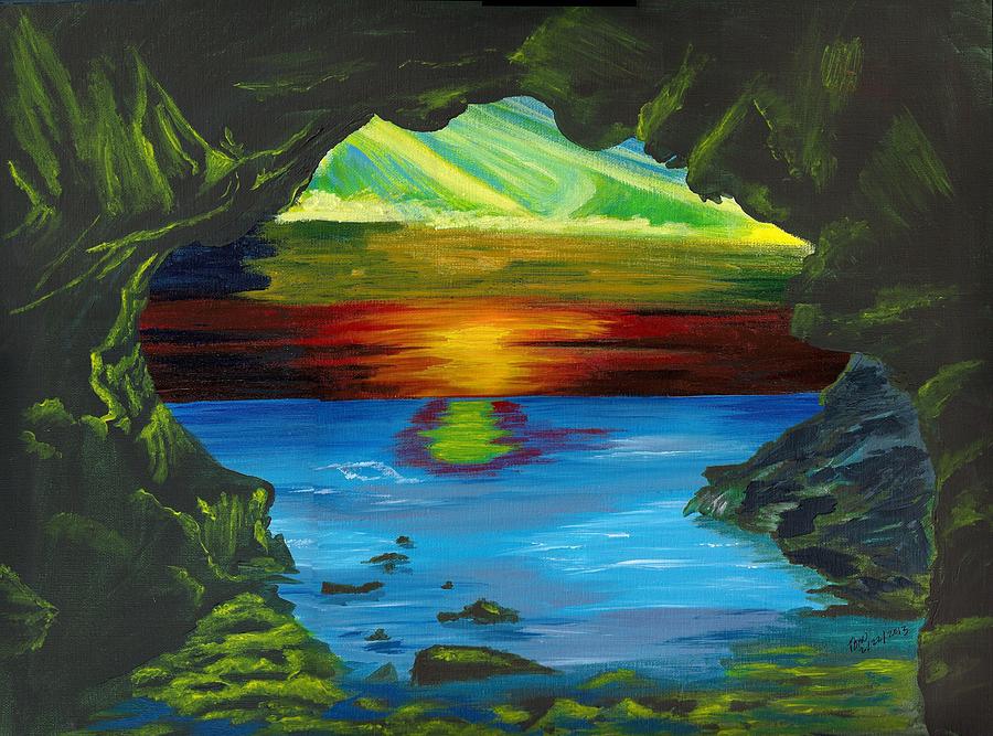 Sunset Painting - Blue Grotto by Beverly Marshall