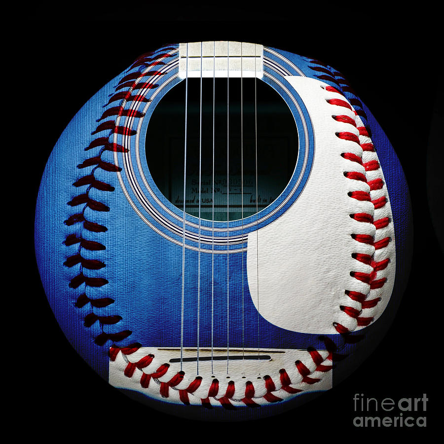 Blue Guitar Baseball Square Photograph by Andee Design