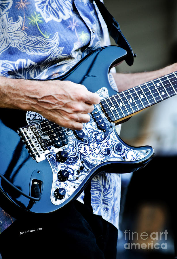 Music Photograph - Blue Guitar by Jim  Calarese