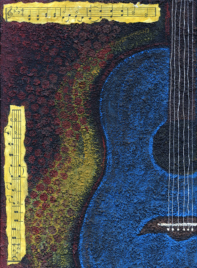 Music Painting - Blue Guitar by Rischa Heape