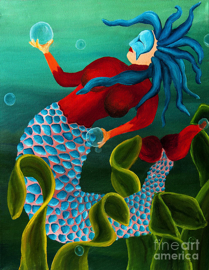 Mermaid Photograph - Blue Haired Mermaid by Deena Athans