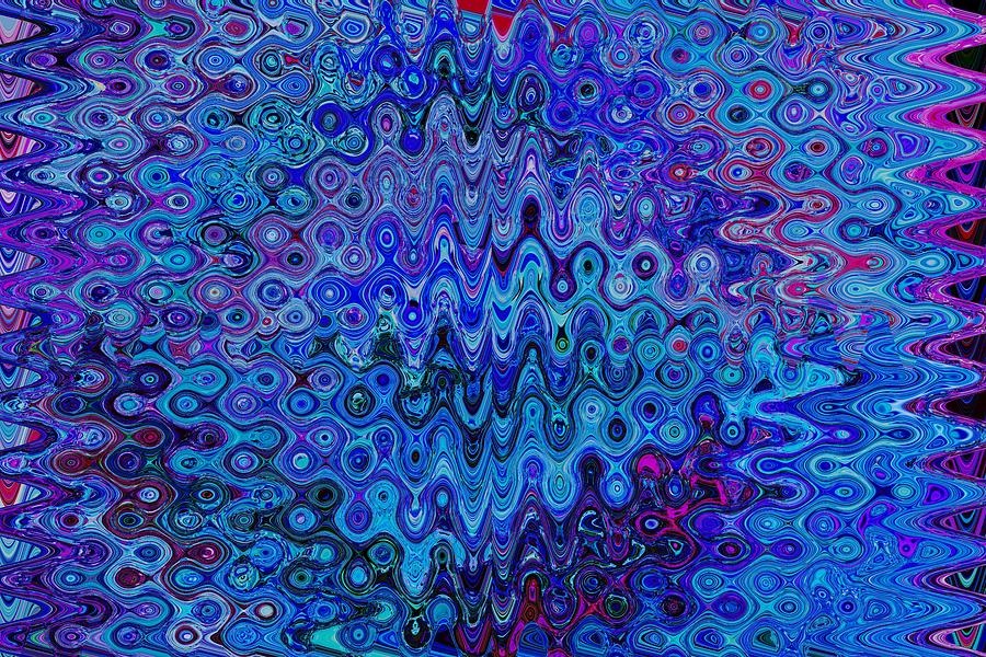 Blue Haven Fractal Waves Pattern Fantasy Deco Decorations Spiritual Cosmic Healing Mixed Media