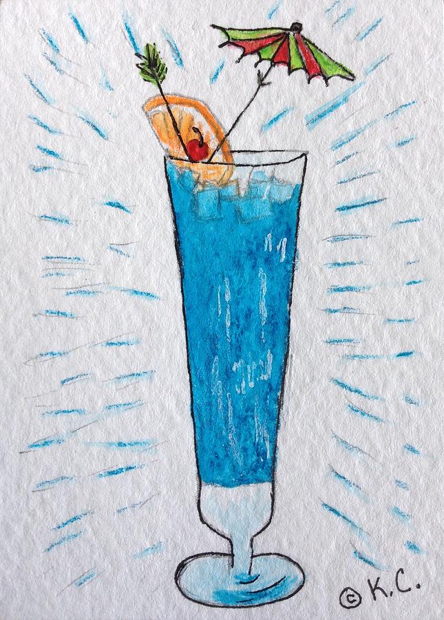 Blue Hawaiian Cocktail Painting by Kathy Marrs Chandler