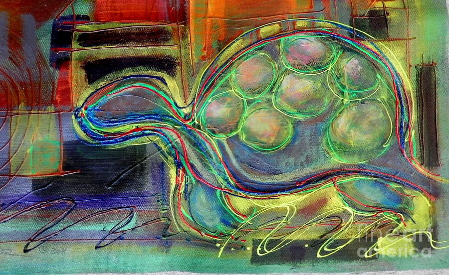 Blue Hawain turtle Painting by Barbara Leigh Art