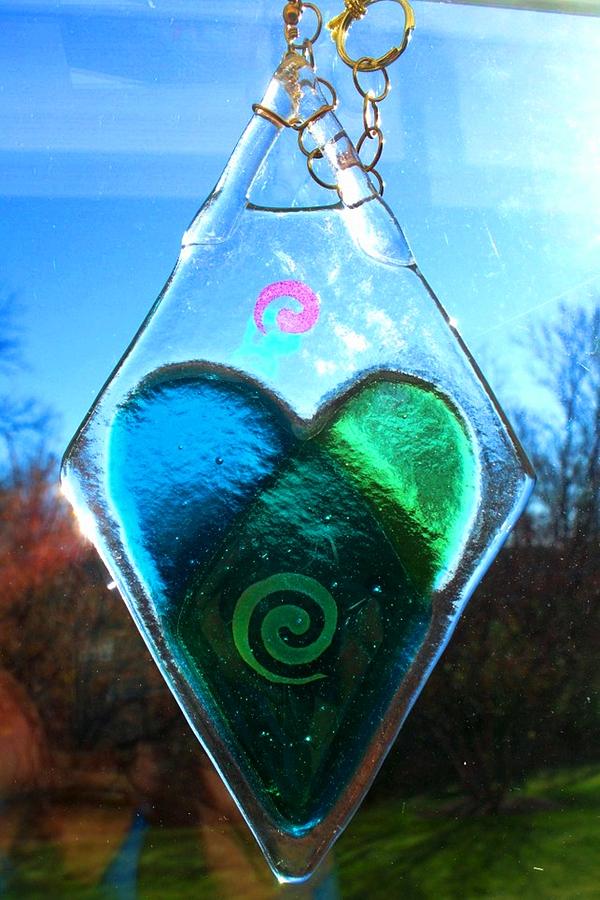 Blue Heart Glass Art by Marian Berg