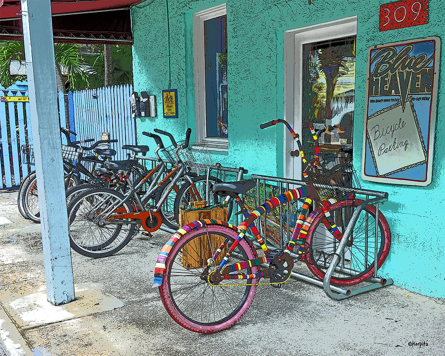 Blue Heaven Key West Bicycles Photograph by Rebecca Korpita