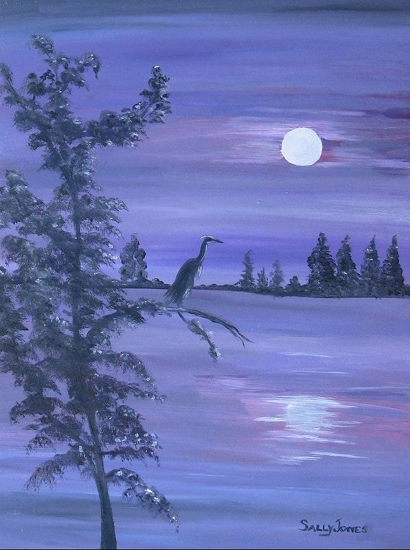 Heron Fine Art Print: Moonlight on the Water 2024