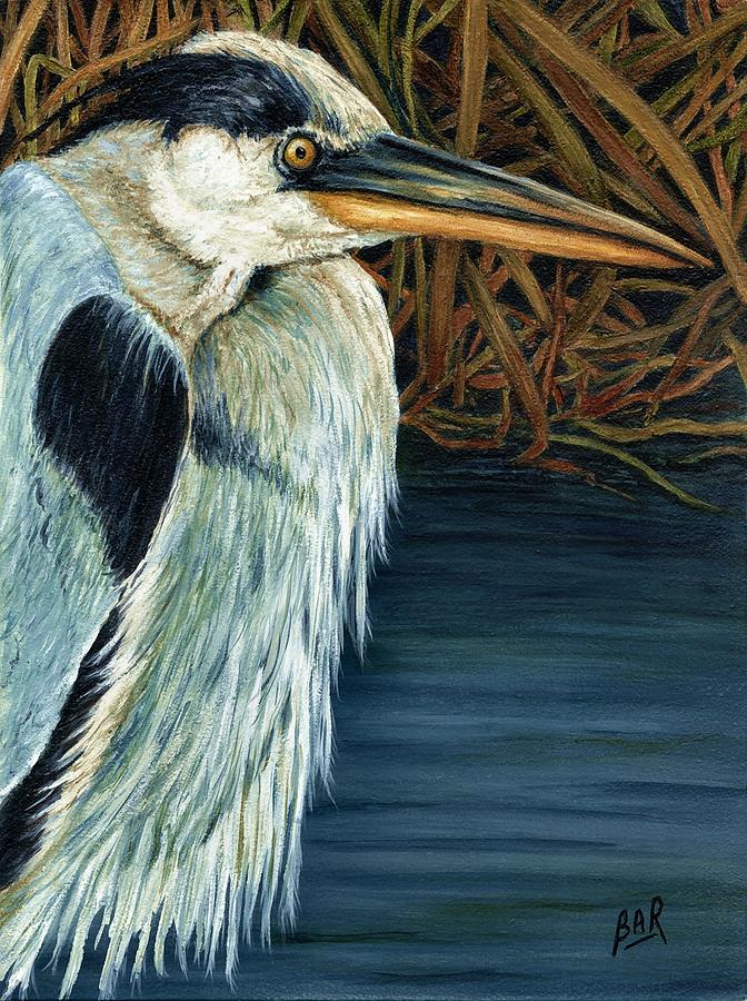 Bird Painting - Blue Heron by Barbara Robertson