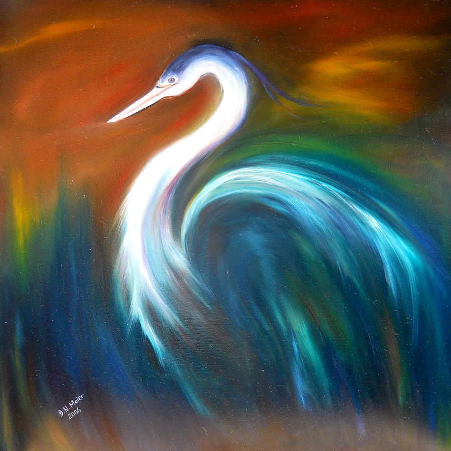 Blue Heron Painting by Dorothy Maier