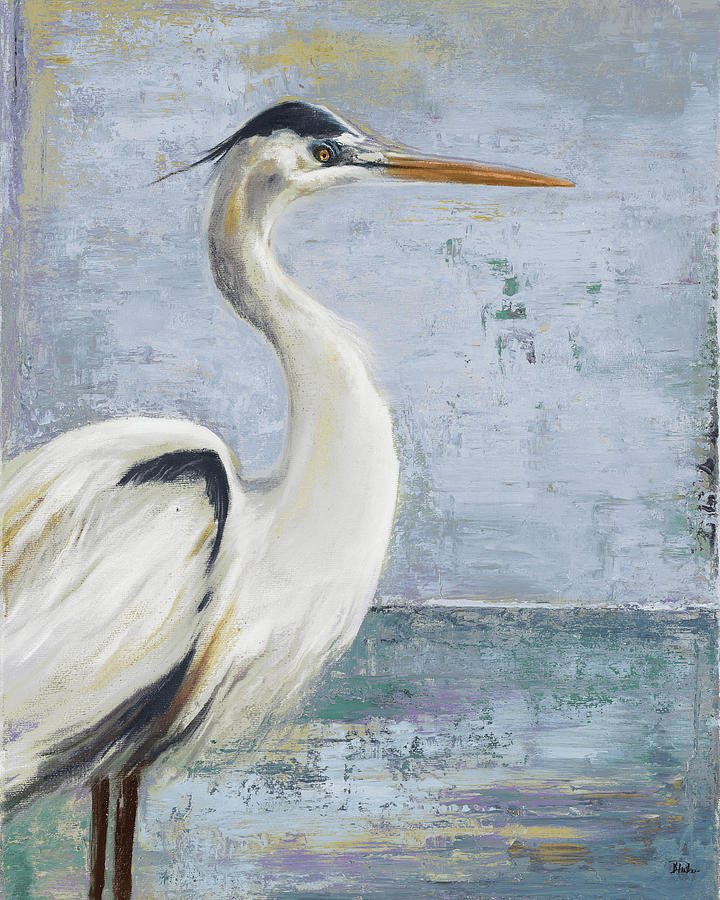 Heron Painting - Blue Heron On Blue I by Patricia Pinto
