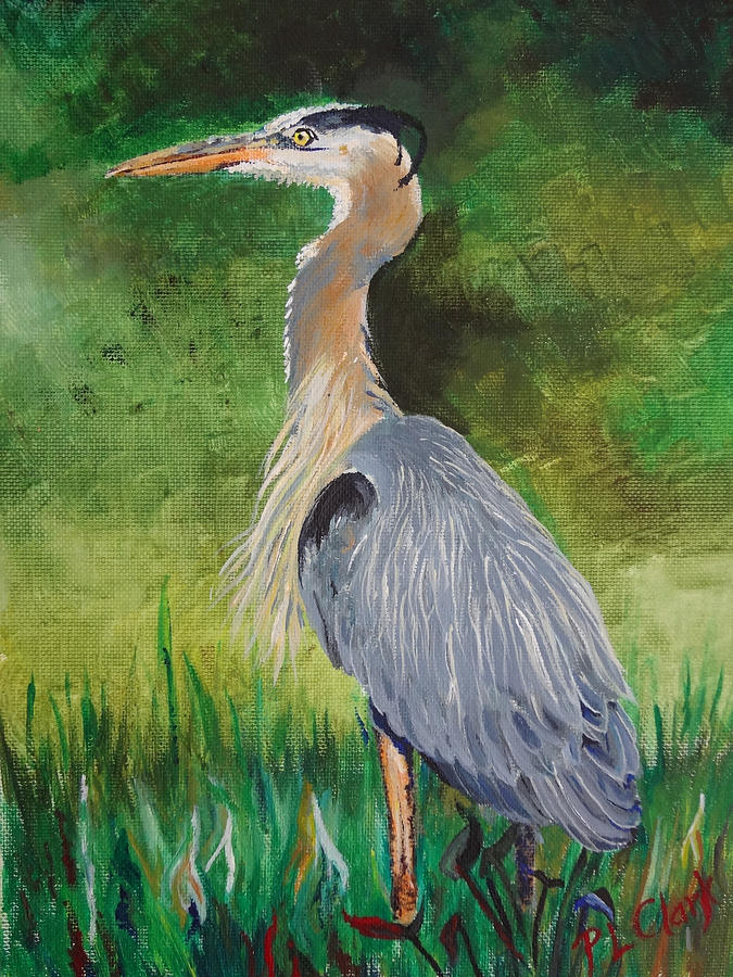 Blue Heron Painting by Peggy Clark