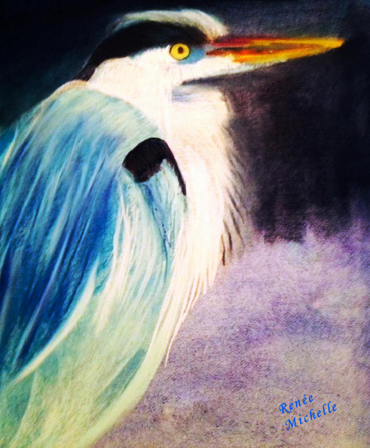 Blue Heron Pastel by Renee Michelle Wenker