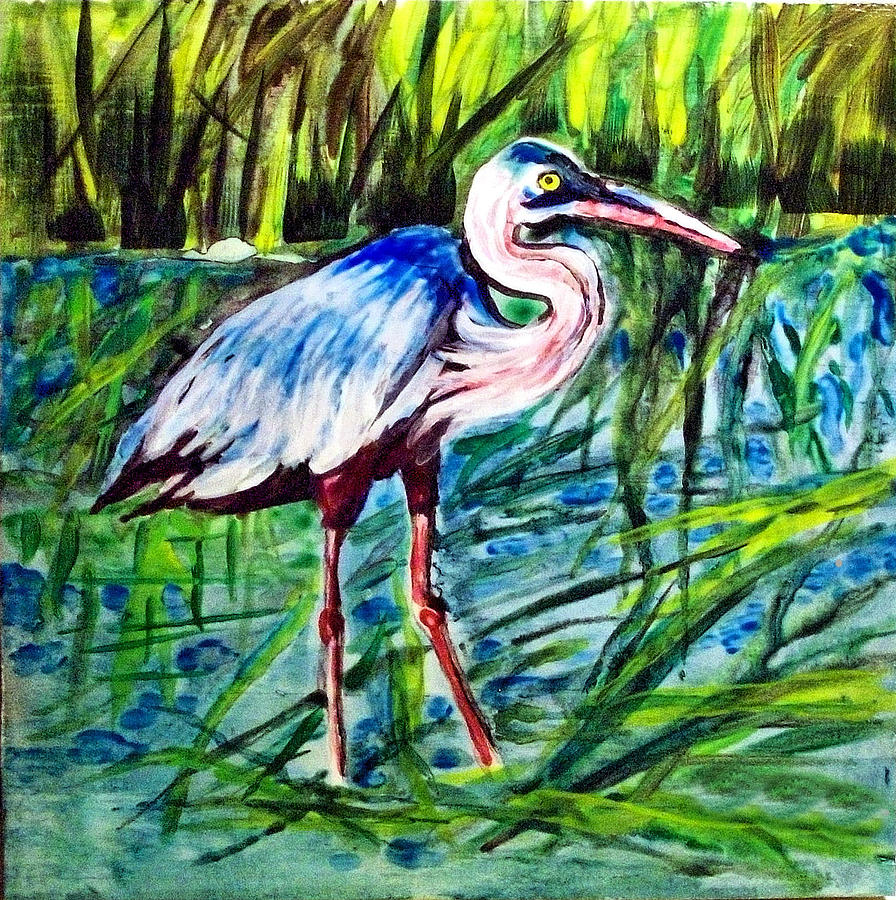 Blue Heron Painting by Siona Koubek - Fine Art America