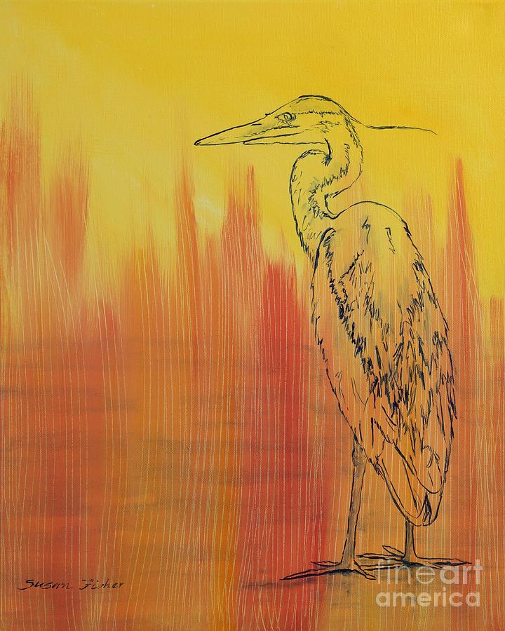 Blue Heron Painting by Susan Fisher