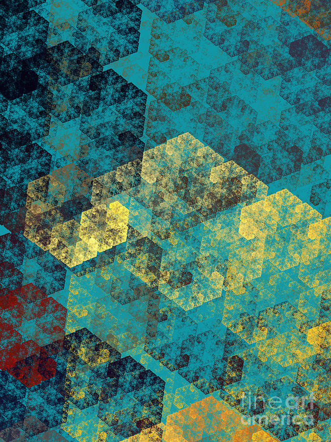 Blue Hexagon Fractal Art 2 Of 3 Digital Art by Andee Design
