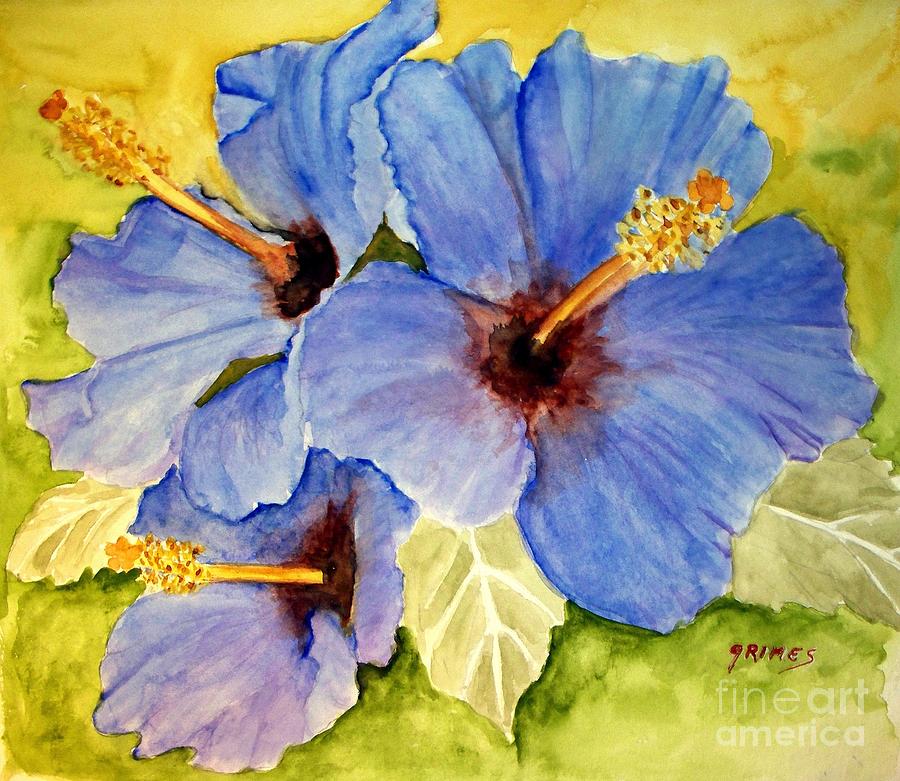 Blue Hibiscus Painting by Carol Grimes