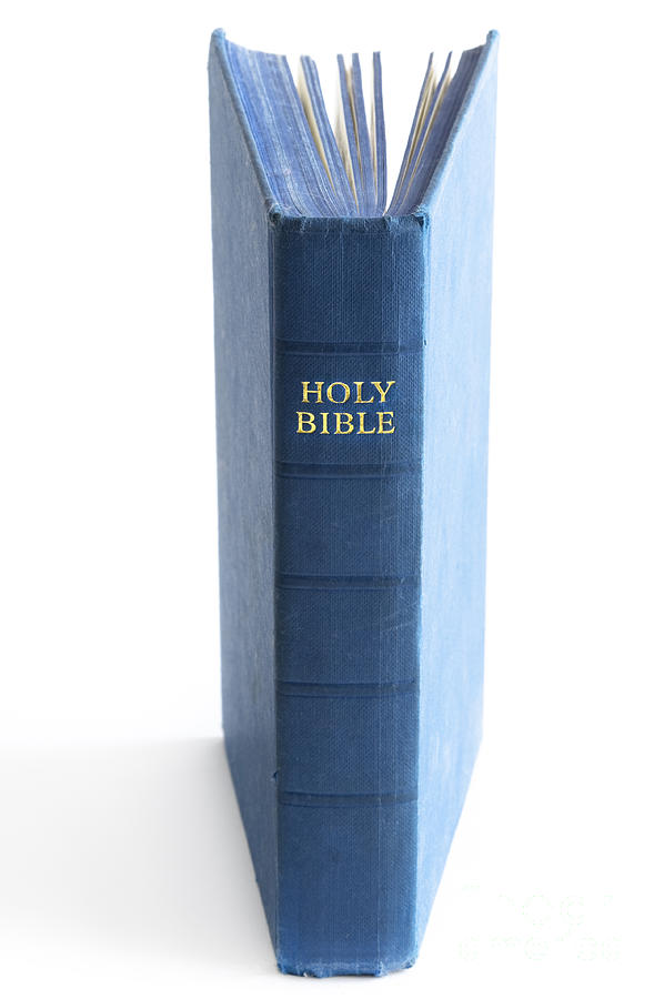 Blue Holy Bible Standing Upright Photograph by Lee Avison