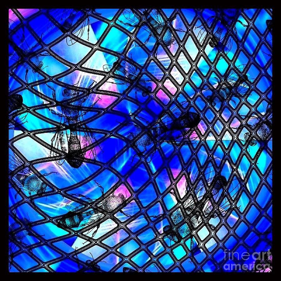 Blue Honeycomb Abstract Digital Art by Saundra Myles