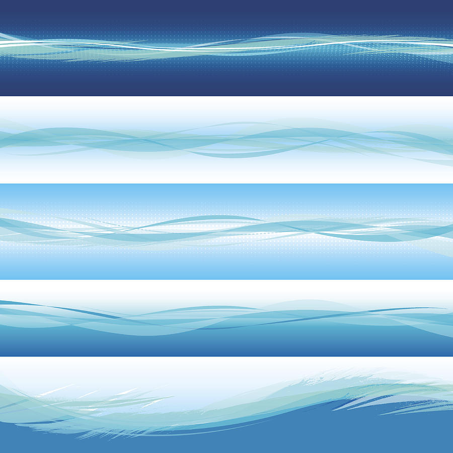 Blue horizontal wave backgrounds Drawing by Enjoynz