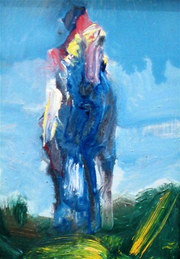 Blue Horse Painting by Les Leffingwell