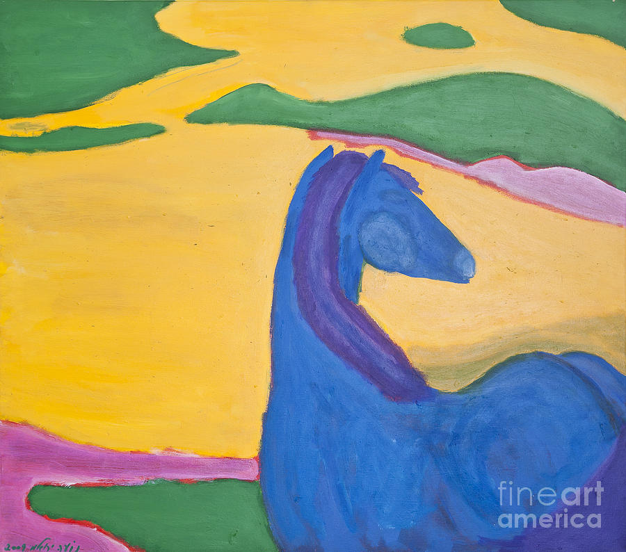 Nature Painting - Blue Horse by Noa Yerushalmi