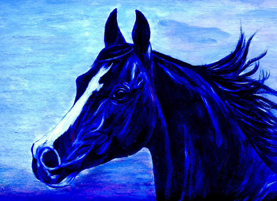 Blue Horse Painting by Sheri Marean