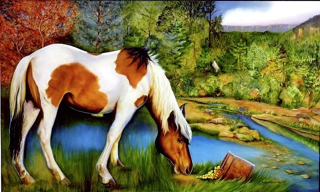 Blue Horse Painting by William T Templeton