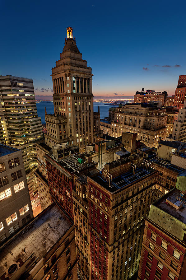 Blue Hour On Standard Oil Building and NYC Skyline Photograph by David Giral