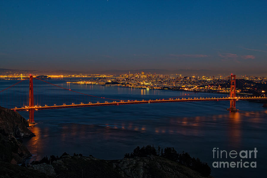 Golden Gate Bridge Photograph - Blue Hour by Paul Gillham