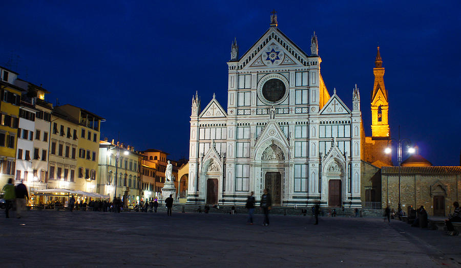 Architecture Photograph - Blue Hour - Santa Croce Church Florence Italy by Georgia Mizuleva