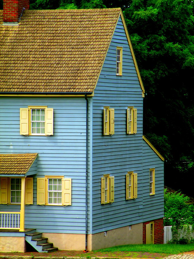 Salem Photograph - Blue House Old Salem by Randall Weidner