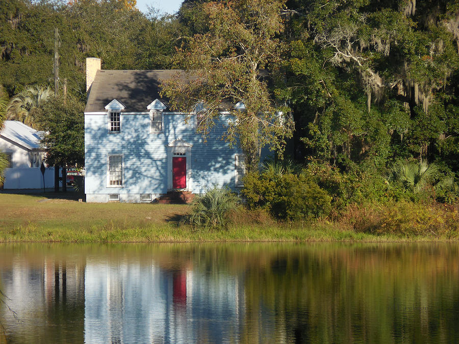 Blue House With Red Door