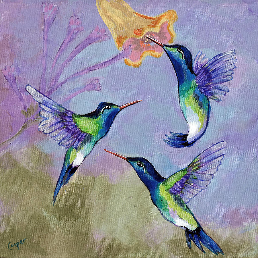 Blue Hummers Painting by Sonni Cooper - Pixels