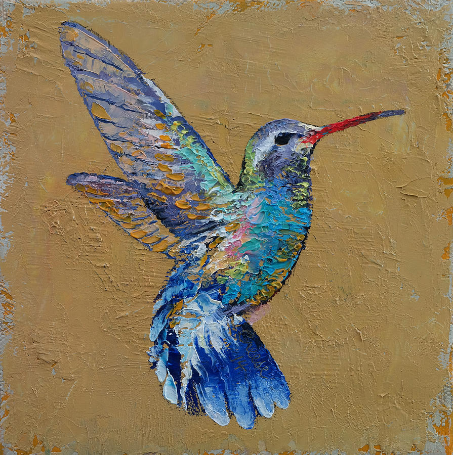Hummingbird Painting - Turquoise Hummingbird by Michael Creese