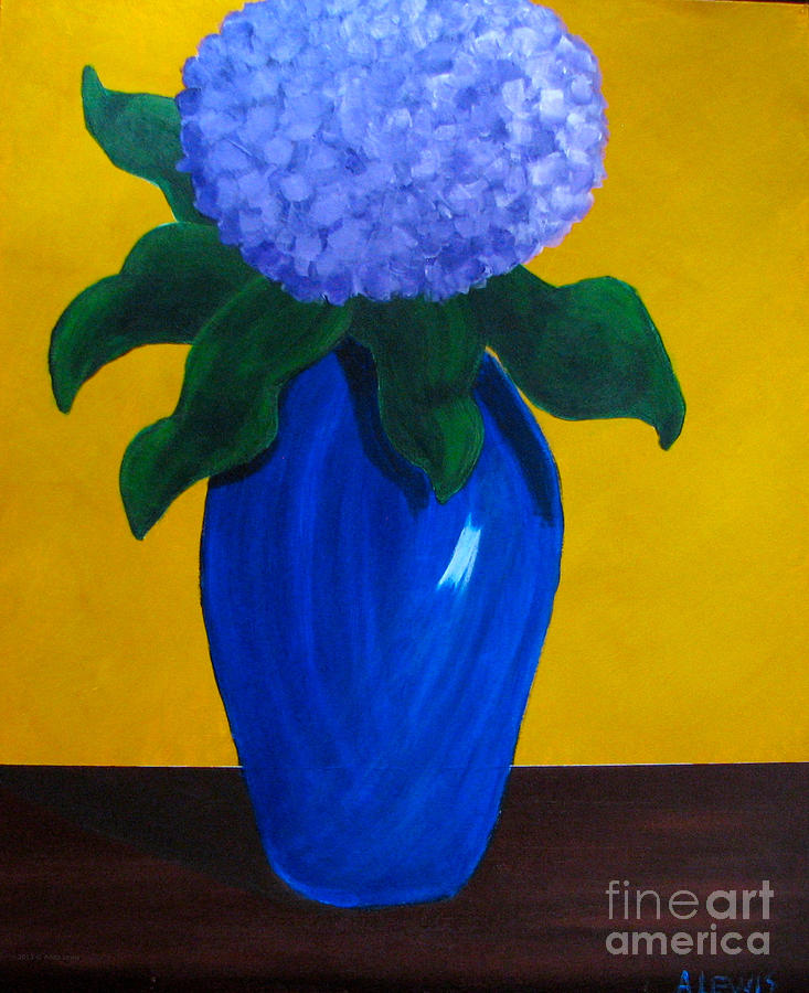 Blue Hydrangea Painting by Anita Lewis