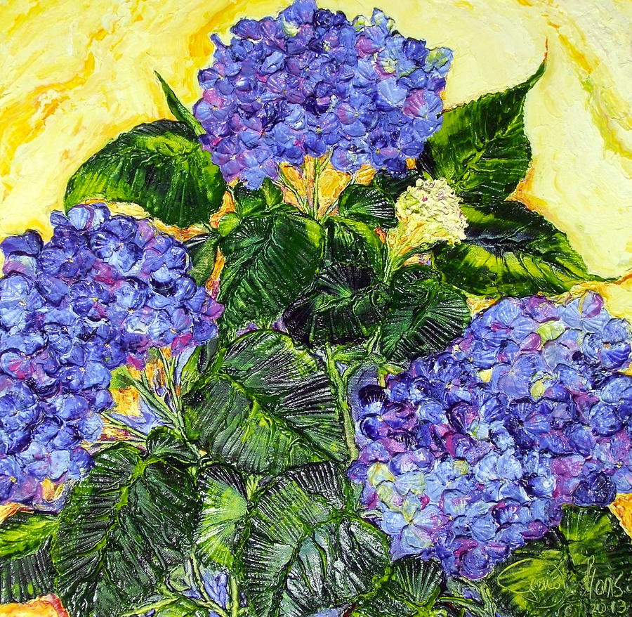 Blue Hydrangea Flowers Painting by Paris Wyatt Llanso