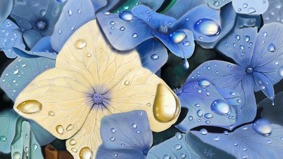 Flower Digital Art - Blue Hydrangeas by Douglas Day Jones