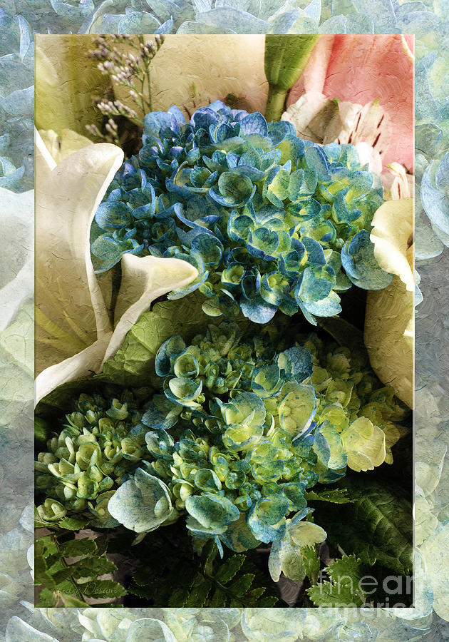 Blue Hydrangeas Painterly Photograph by Andee Design