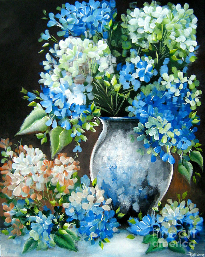 Blue Hydrangeas Painting by Bella Apollonia