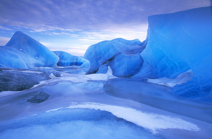 Blue Icebergs Iceland Photograph by Jan Vermeer