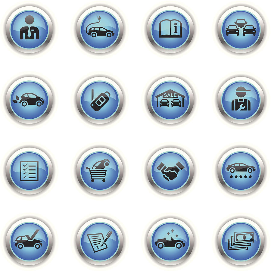 Blue Icons - Car Dealership Drawing by Aaltazar
