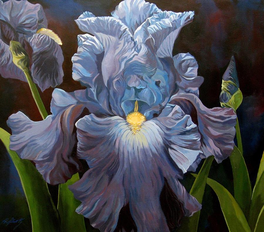 Blue Iris Painting by Alfred Ng