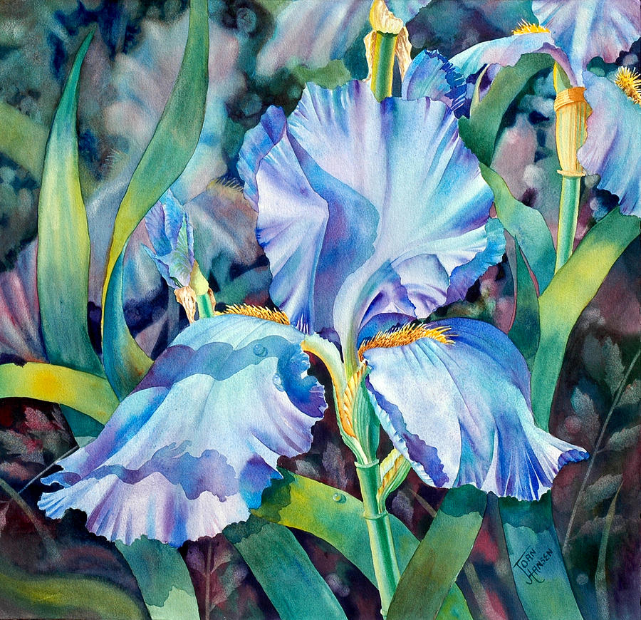Blue Iris Painting by Joan Hansen - Fine Art America
