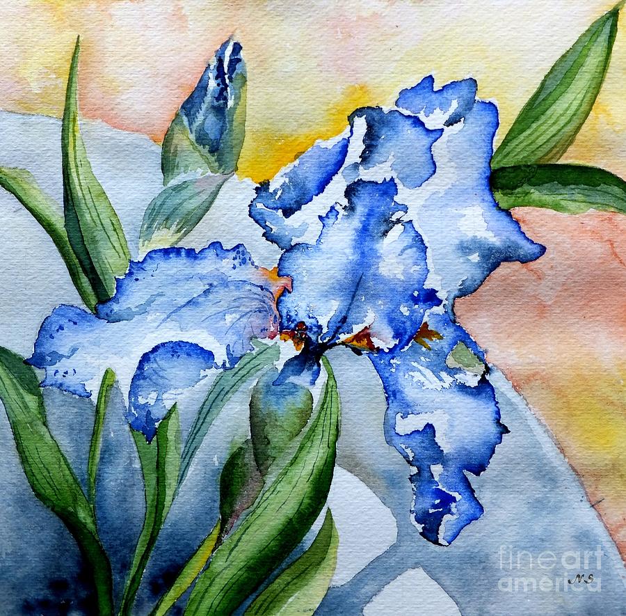 Blue Iris Painting by Natalie Sokolova - Fine Art America