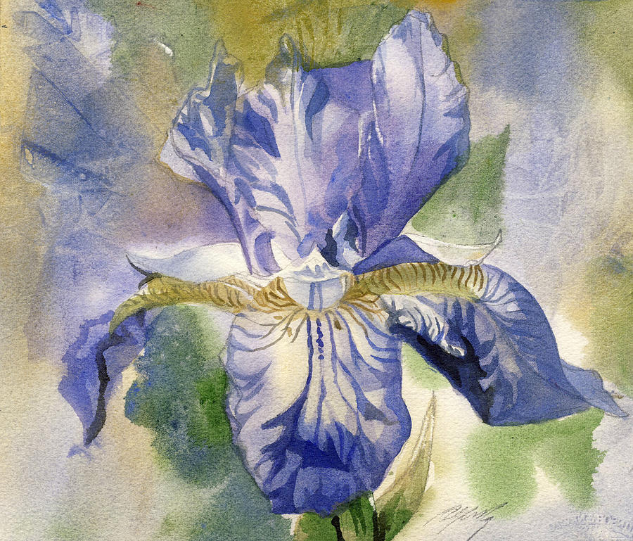 Blue Iris Watercolor Painting by Alfred Ng