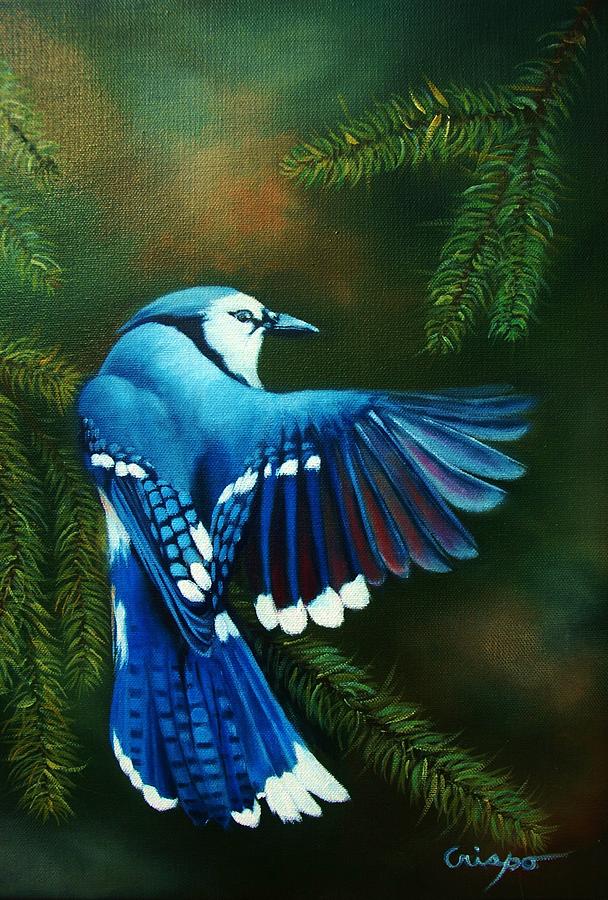 Blue Jay Painting by Jean Yves Crispo