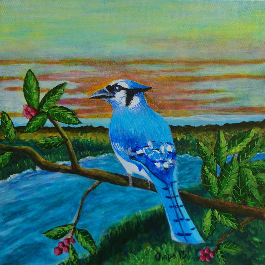 Blue Jay  Painting by Manny Chapa