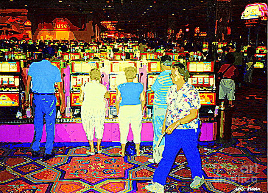 Blue Jean Granny Takes The Purse Representing Older Ladies Everwhere Todays Casino Jackpot Winner Painting by Carole Spandau